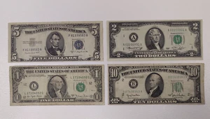 1953 $5 bill silver seal 1950 ten dollar note all off center misprints 1977 1976 - Picture 1 of 13