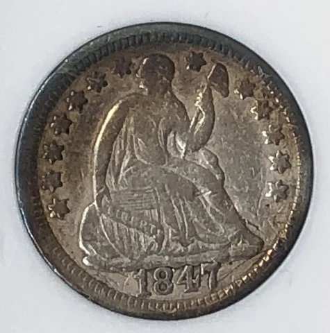1847 Seated Liberty Half Dime. ANACS VF Detail. Breen 3042. V1 Rare Cover