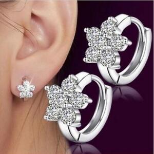 Womens Earrings Small Round Huggie Hoop Fashion Ear 925 Sterling Silver Plated