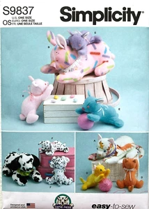Simplicity Pattern S9837/11932 Plush Animals Kitten, Bunny, Pup With Babies - Picture 1 of 4