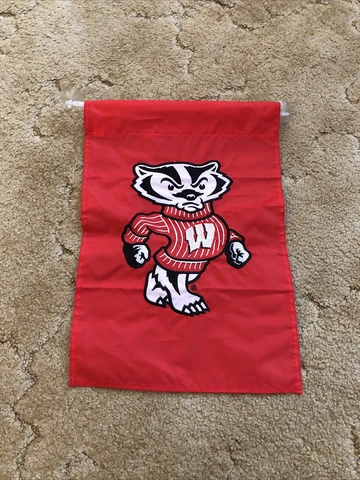 University Of Wisconsin Badgers Mascot Bucky 10.5”x15” Banner Suction Cups Cover