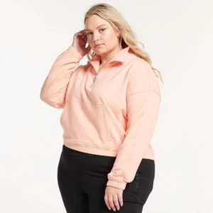 NWT FLX Embrace Quarter-Zip Sweatshirt Peach Pink Size 2X - Picture 1 of 2