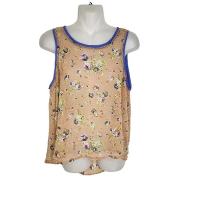 Пышный женщин Майка маленький цветочный качели чистый высоты низкой замочной скважины оранжевый фиолетовый - Изображение 1 из 4