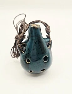 Blueish 6 Hole Ocarina Gourd Ceramic Pendant Necklace - Picture 1 of 4