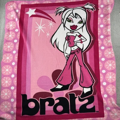 Винтажное флисовое одеяло 2004 Bratz Pink Stars Girl MGA Throw ретро постельное белье - Изображение 1 из 4