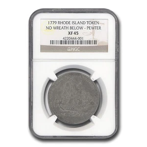 1779 Rhode Island Ship Token Colonial XF-45 NGC (Pewter) - Picture 1 of 3