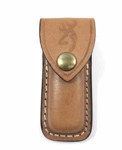 Funda de cuchillo de bolsillo plegable de cuero marrón claro Browning 2718F2 3101-LX - Imagen 1 de 6