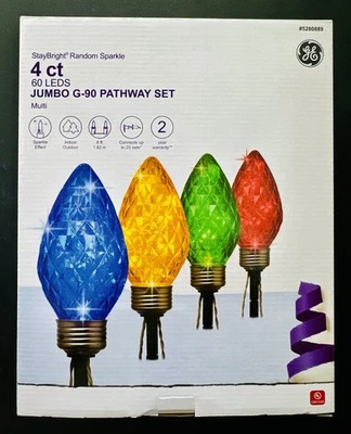 GE StayBright Random Sparkle 4 unidades, 60 LED JUMBO G-90 JUEGO DE MARCADORES DE RUTA Foto 1 de 4