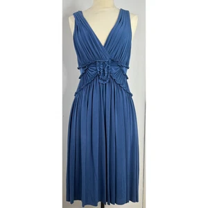 BCBG Maxazria Women's Dress Ruched Waist Sleeveless Blue Festival Size 2 -- FLAW - Picture 1 of 16