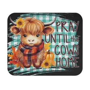 Alfombrilla de ratón rústica de otoño con vaca Highland, decoración de granja, alfombrilla de escritorio de otoño - Imagen 1 de 5