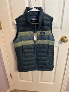 Patagonia Down Sweater Vest Women’s Medium Green Stripe NWT - Picture 1 of 4