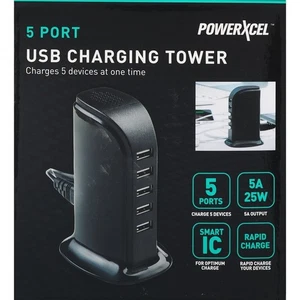 PowerXcel 5 Port USB Charging Tower Charge 5 Devices At One Time Rapid Charging. - Picture 1 of 2