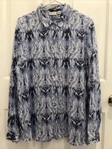 womens Kim Rogers size L long sleeve button up linen top - Picture 1 of 9