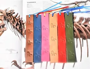 Kids T-rex dinosaur leather bookmark with 6 color choices to pick from - Picture 1 of 11