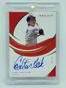 Carlton Fisk 2019 Immaculate Baseball - ON CARD AUTO (03/25) - Boston Red Sox - Picture 1 of 2