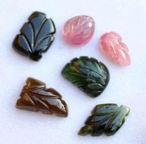 17.10 Ct Natural Green Brazilian Tourmaline Leaf Carving UNTREATED Gemtone - Picture 1 of 3
