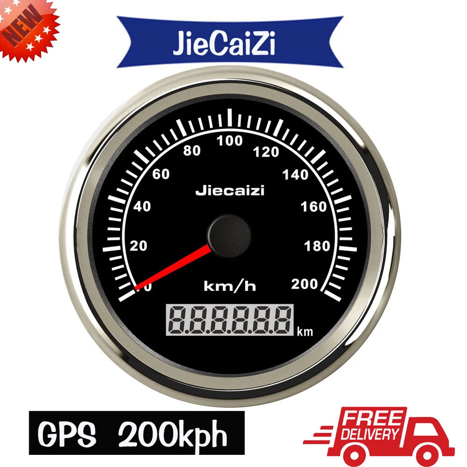 85mm Black GPS Speedometer Gauge 0-200kmh for Car Boat ATV Motorcycle Waterproof - Image 1 of 4