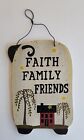 Primitive Rustic Sheep Sign Wooden Wall Sign "FAITH FAMILY FRIENDS" Farmhouse 7"