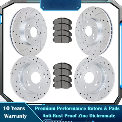 Front Rear Drilled Rotors Brake Pads for Honda Accord 2003-2007 Brakes Pad Kits - Image 1 of 4