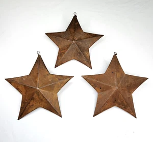 x3 Metal Rústico 3D Doble Cara Cinco Puntos Estrella Ornamento 7" Primitivo Americana - Imagen 1 de 12
