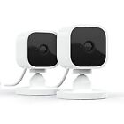 Blink Mini ? Compact Indoor Plug-In Smart Security Camera - 2 Cameras (White)