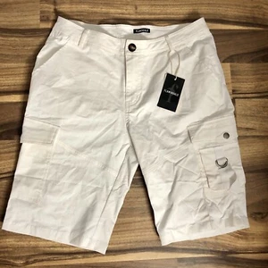Flamingals Cargo Shorts Large White Stretch Cotton Womens 11 Inch Inseam New - Picture 1 of 13