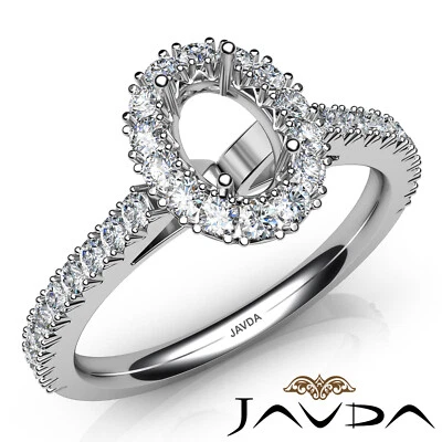 Oval Semi Mount French V Cut Pave Setting Natural Diamond Engagement Ring 1Ctw. - Image 1 of 4