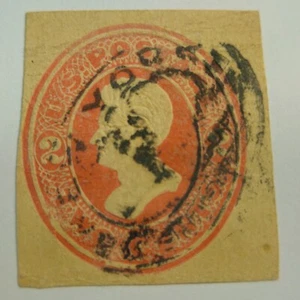 US Cut Square Sc W155, 2c red on manila, Used CV$10.00 (504C89) - Picture 1 of 1