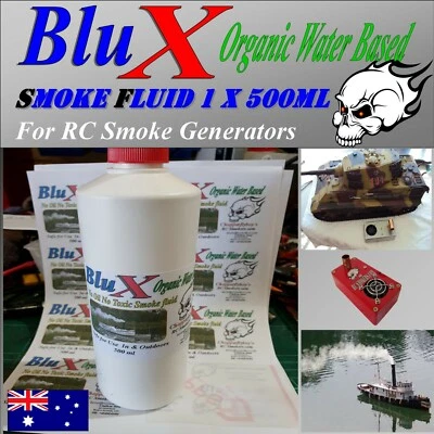 BluX Water Based Organic Smoker Fluid  500 ml Model Boat Tank Trains Trucks  - Image 1 of 4