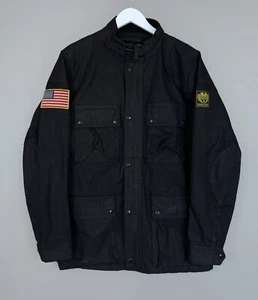 RALPH LAUREN Denim & Supply Waxed Cotton Military USA Flag M 65 Jacke Navy Gr. L - Bild 1 von 23