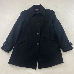 London Fog 80% Wool Blend Coat L Men Black Winter Business Workwear Professional - Picture 1 of 14