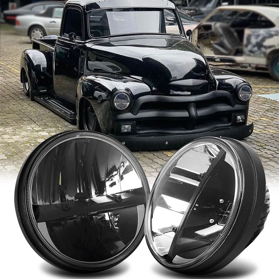 Pair 7" Round LED Headlights Hi/Lo For Chevy Truck 47-1957 C20/30 Pickup 61-1974 - Image 1 of 4
