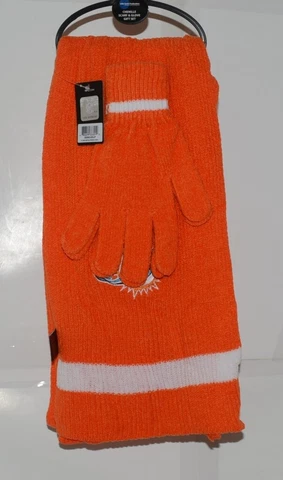 Miami Dolphins Chenille Scarf Glove Gift Set Orange White Aqua Dolphin Cover