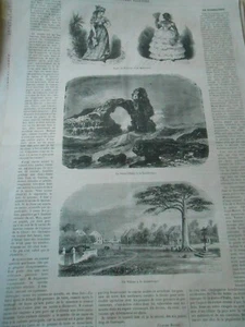 Gravure 1865 - La Guadeloupe , types de Négresse et Mulâtresse Porte d'Enfer - Foto 1 di 1