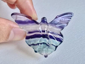 1 pieza Natural Arco Iris Fluorita Tallada Mariposa Ángel, Cristal de Cuarzo Reiki Curación - Imagen 1 de 10