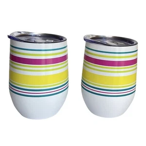 Martha Stewart Everyday Striped 12oz Stemless Wine Tumbler w/Lid (NWT) - Picture 1 of 4