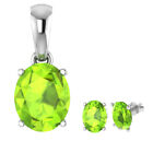 Natural Peridot Gemstone 925 solid silver Combo  Earrings & Pendent Jewellery