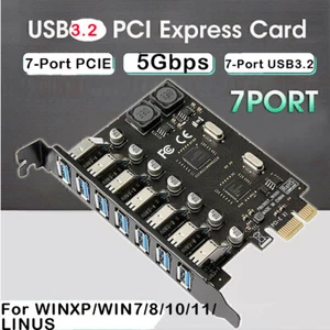 USB3.2 PCI-E Expansion Card Adapter 7 Ports Hub Adapter External Controller USA - Afbeelding 1 van 8