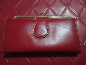 ARISTOCRAT Vintage ENGLISH LEATHER Red LEATHER Woman's WALLET - 1970's - Imagen 1 de 5
