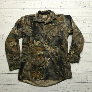 VINTAGE Mossy Oak Chamois Cloth Shirt Mens Medium Cotton Button Up Hunting - Picture 1 of 6