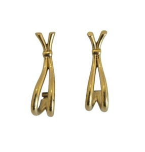 Trifari Vintage Shiny Yellow Gold Tone Wire Modernist Twist Earrings - Bild 1 von 5