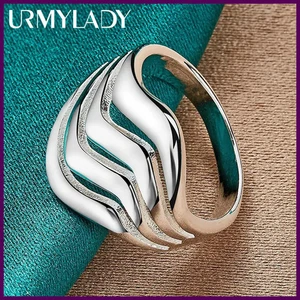 Urmylady 925 Sterling Silber gewellt glatt 6-10 # Ring für Frauen Hochzeit Verlobung - Bild 1 von 24