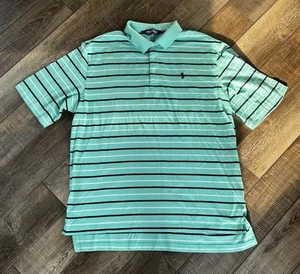 Polo Golf Ralph Lauren türkis gestreift Large 100 % Pima-Baumwolle Golf/Poloshirt - Bild 1 von 4