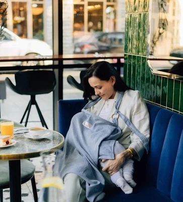 Capa de amamentação Tisu para amamentação de bebê 100% algodão multiuso azul claro  - Imagem 1 de 4