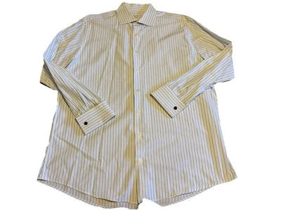 Camisa de vestir de colección Merona para hombre a rayas puño francés con botones, 100 % algodón talla XL Foto 1 de 4