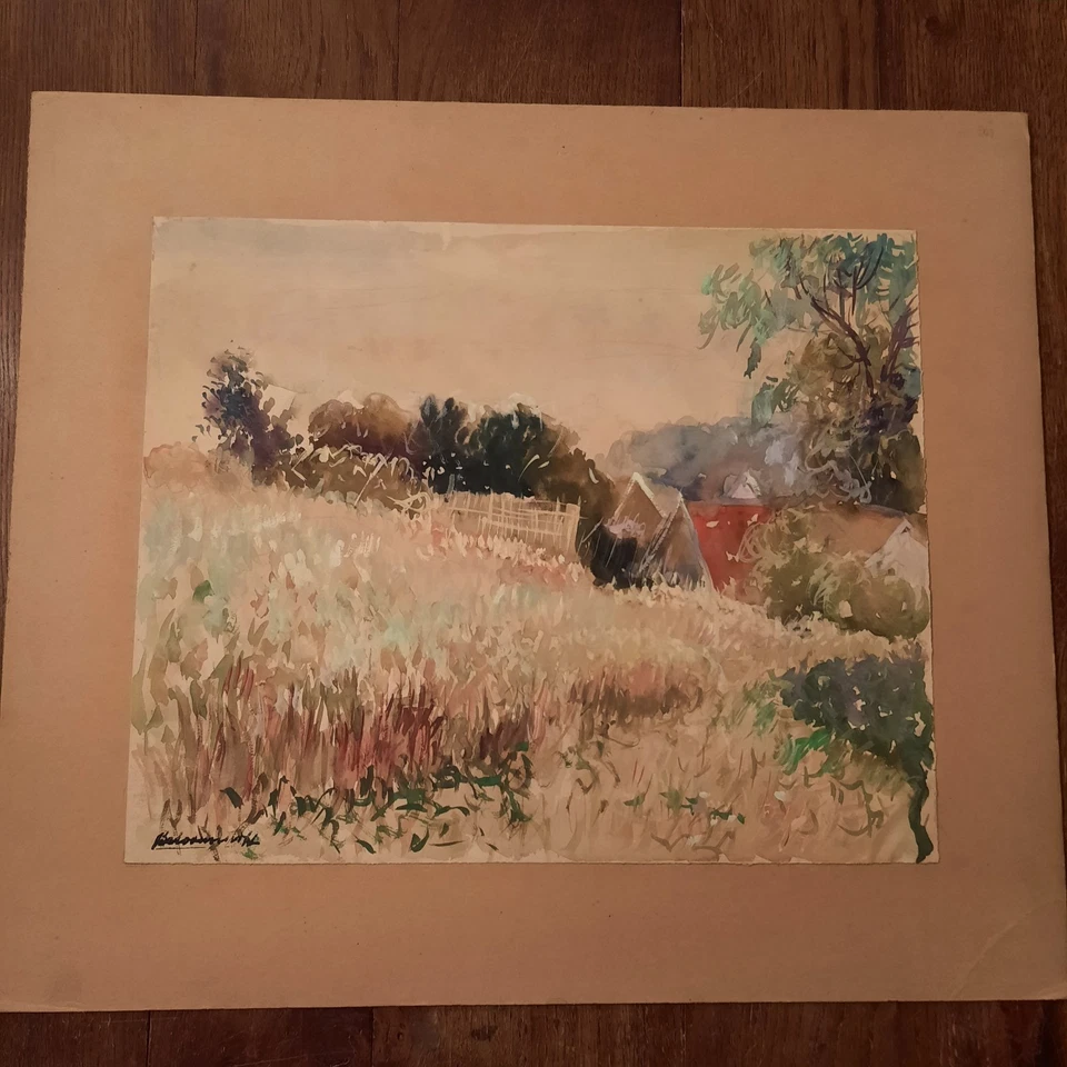 Tableau Aquarelle Fond D'atelier Artiste Russe - Photo 1/3