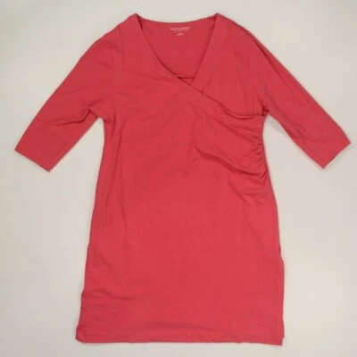 Soft Surroundings Women's Faux Wrap Dress Petite Size PXL Pink Rouched Stretch - Image 1 of 4