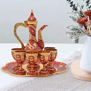 Turkish Tea Set, Vintage Turkish Teapot Set with 6 Coffee Cup and Tea Tray Decor - Picture 1 of 21