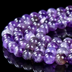 Piedras preciosas de amatista natural grado AA cuentas sueltas redondas de 6 mm (D491) - Imagen 1 de 3