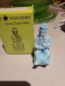 1982 Mosser Glass "The Performer" Clown on a Barrel - The End - Turquoise Slag - Picture 1 of 2